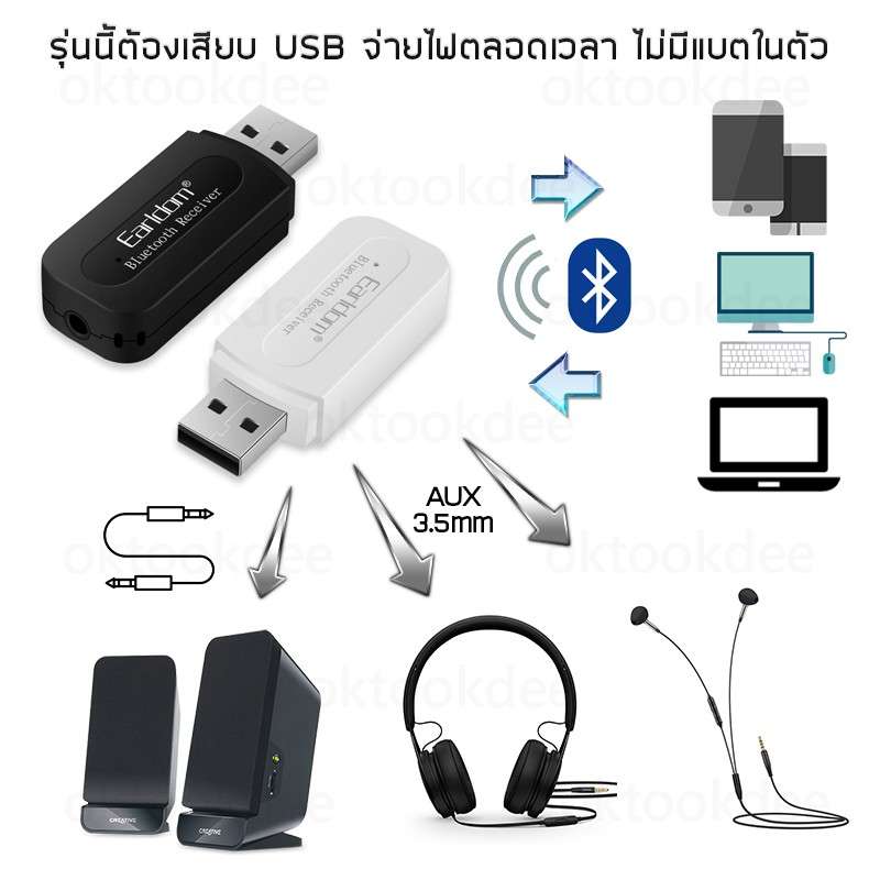 Earldom ETM22 Bluetooth Receiver To Convert Headphones to Wireless